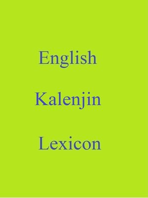 cover image of English Kalenjin Lexicon